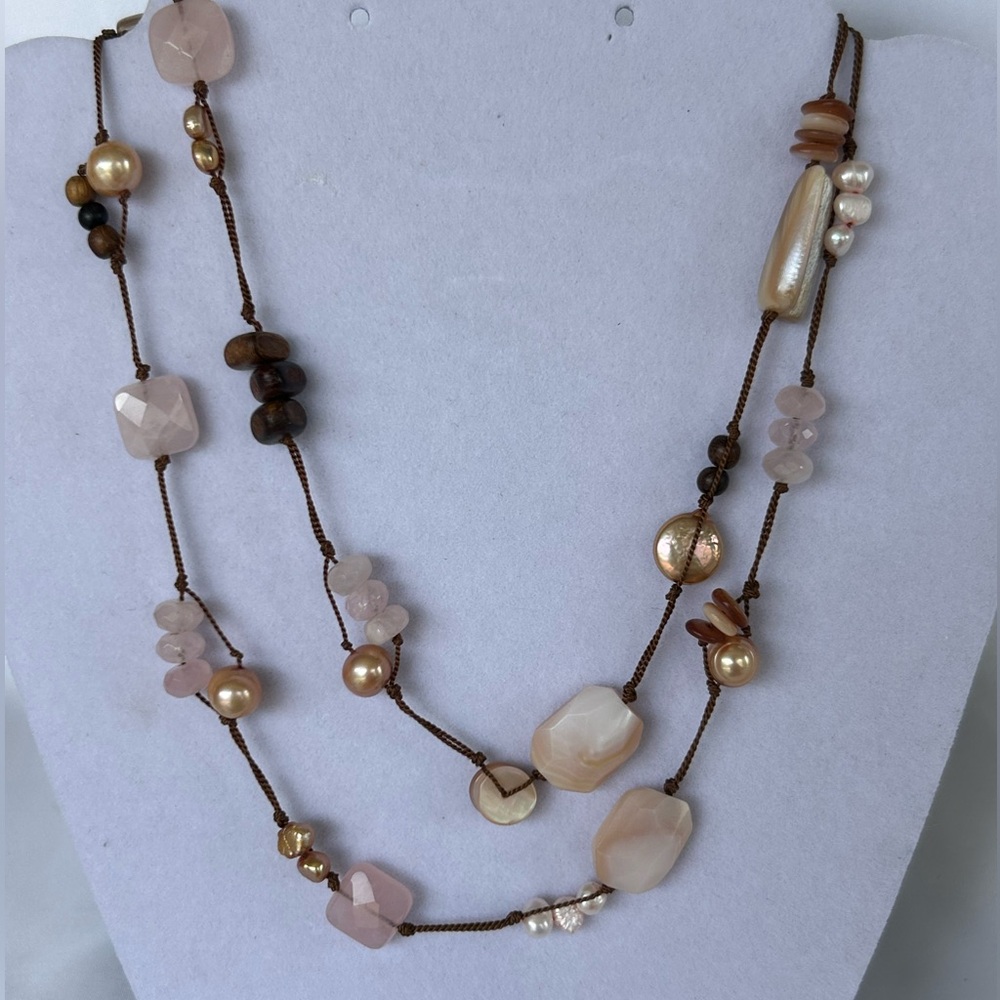 Retired Silpada Rose Quartz/Pearl Sterling silver Necklace